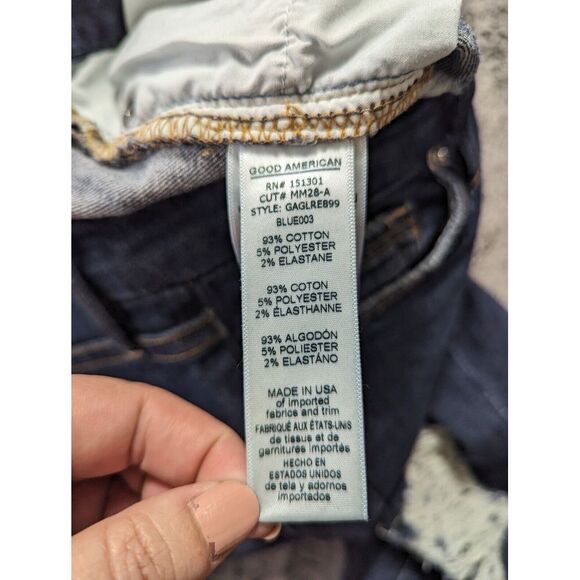 Good American Good Legs Skinny Leg Distressed Jeans Women's Size 2/26 Dark Wash - Picture 6 of 15